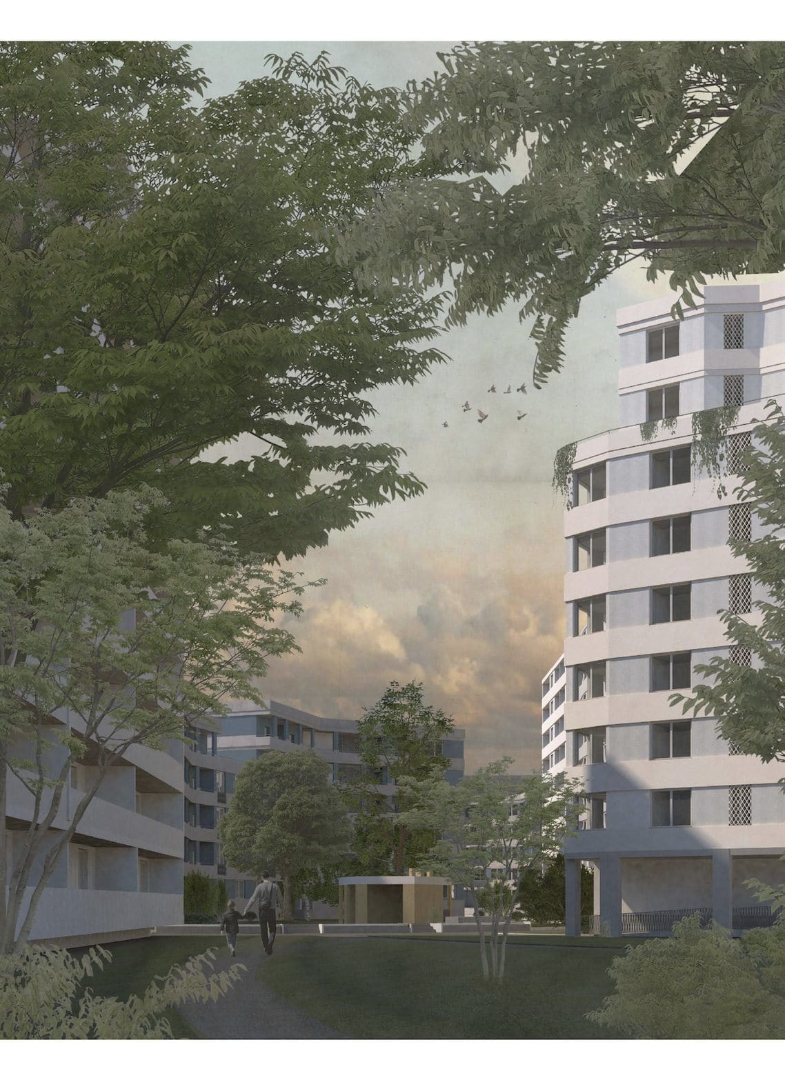 Gewobene Stadtfügung im Grünen